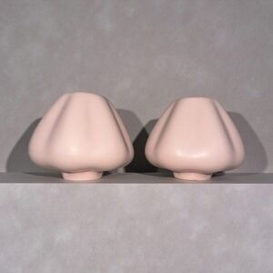 Vintage Ser Of 2 IKEA Of Sweden A Garlic Ball Pink Flutes Ceramic Vase 166 96